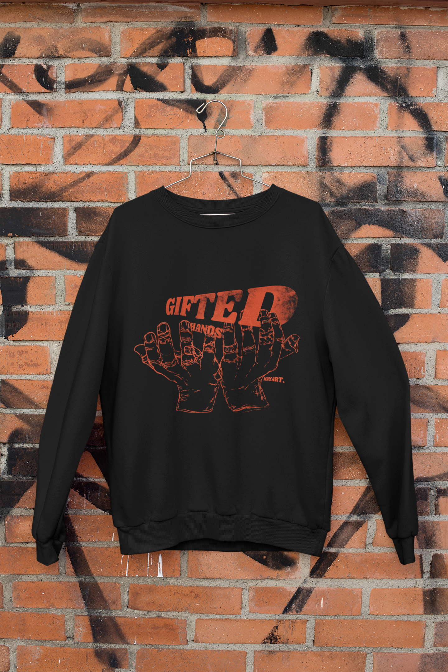 PREMIUM GIFTED HANDS UNISEX SWEATSHIRT (BLACK & RED)