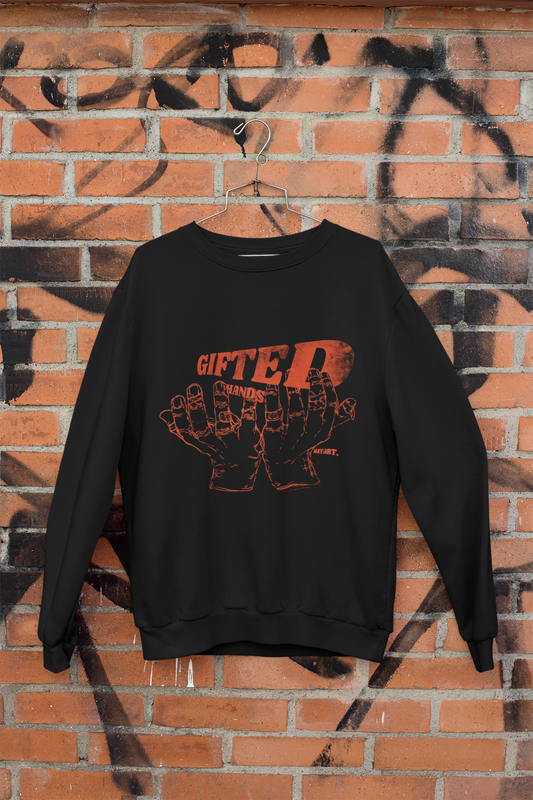 PREMIUM GIFTED HANDS UNISEX SWEATSHIRT (BLACK & RED)