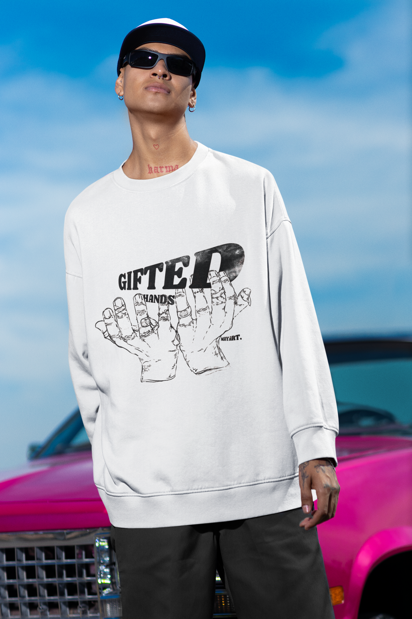 PREMIUM GIFTED HANDS UNISEX SWEATSHIRT (WHITE)