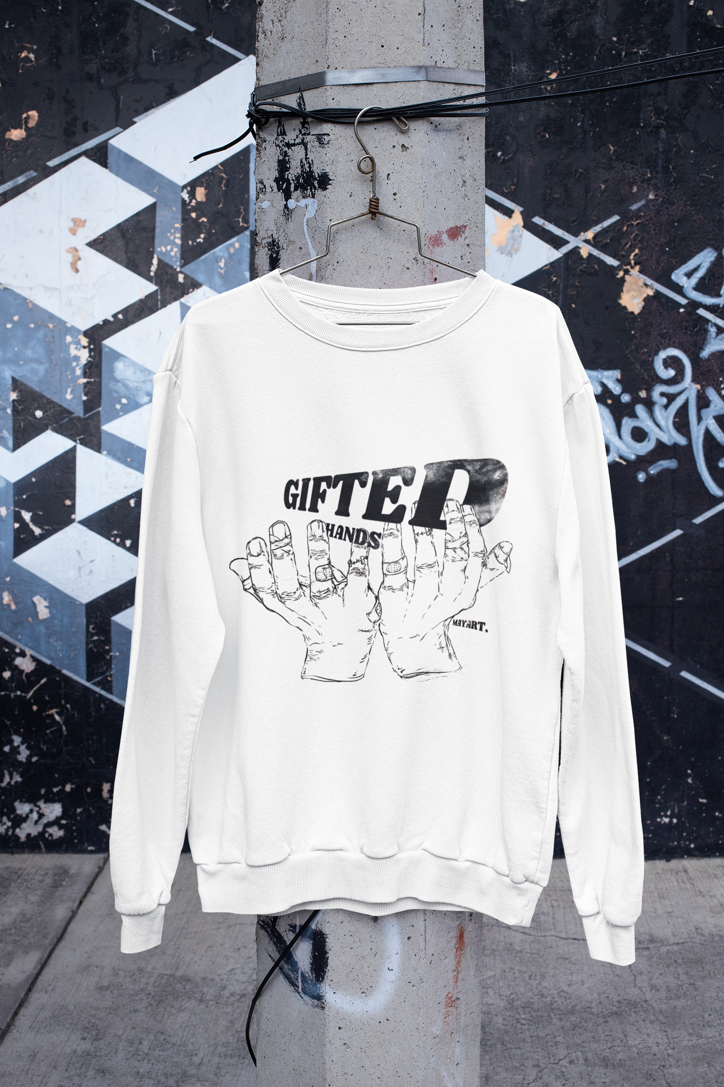 PREMIUM GIFTED HANDS UNISEX SWEATSHIRT (WHITE)