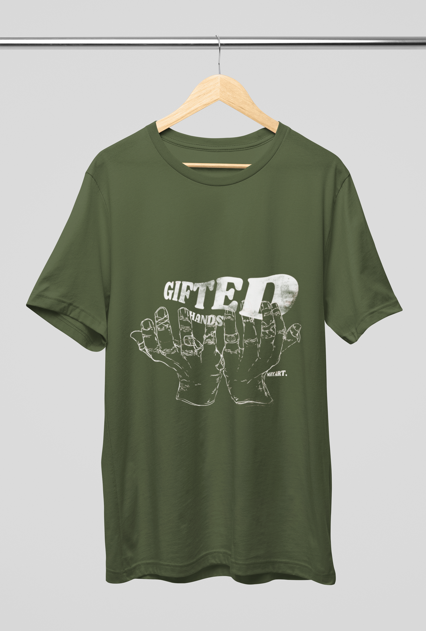 PREMIUM GIFTED HANDS UNISEX T-SHIRT (ARMY GREEN)