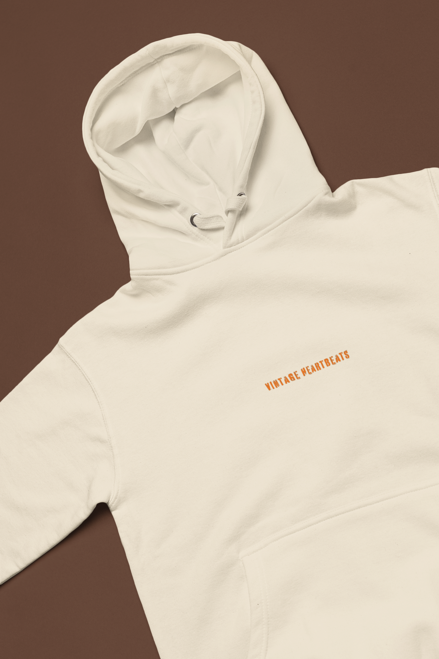 PREMIUM VINTAGE HEARTBEAT HOODIE (OFF-WHITE &ORANGE)